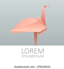 origami flamingo vector