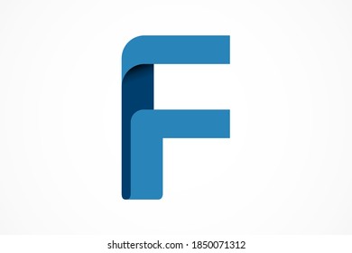 origami flat letter f logo