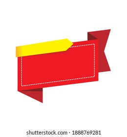 origami flat ribbon, tag icon.  Useful for web site, banner, greeting cards, apps and social media posts.