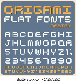 Origami Flat type font, vintage typography ,Illustratiom EPS10