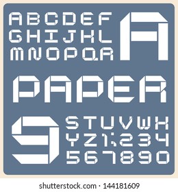 Origami Flat type font, vintage typography ,Illustratiom EPS10