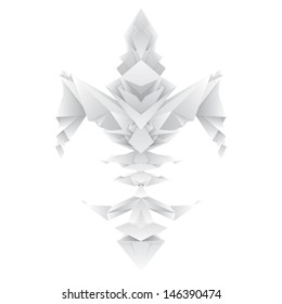 origami fleur de lys with three layers of transparent shadow detail, in different grey tones, all in one color tints for fast color change