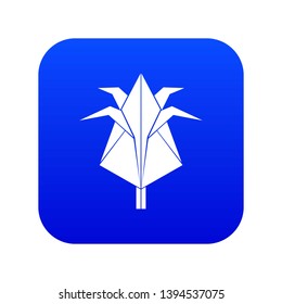 Origami flower icon blue vector isolated on white background