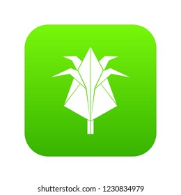Origami flower icon green vector isolated on white background