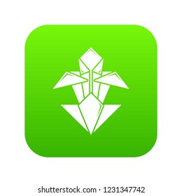 Origami flower icon green vector isolated on white background