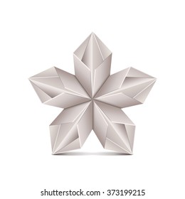 Origami flower isolated on white photo-realistic vector illustration