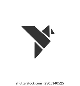 Origami Flying Bird Sign Symbol Icon Logo Vector