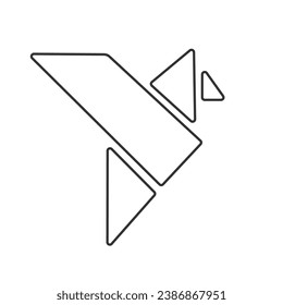 Origami Flying Bird Sign Symbol Line Icon Logo Vector