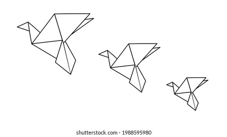 Origami Flying Birds Sign Symbol Icon Logo Vector illustration on a white background. 
