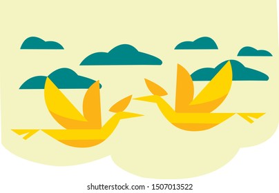 Origami flying birds flying vector illustration