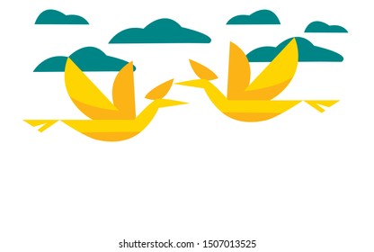 Origami flying birds flying vector illustration