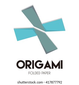 Origami fold paper link connect group abstract vector logo design template ribbon business icon company identity symbol concept