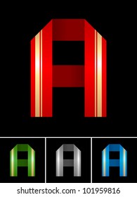 Origami font from coloured set paper ribbon-Latin letter A