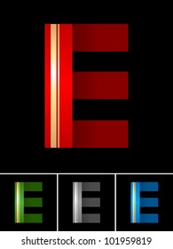 Origami font from coloured set paper ribbon-Latin letter E
