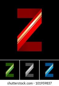 Origami font from coloured set paper ribbon-Latin letter Z