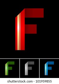 Origami font from coloured set paper ribbon-Latin letter F