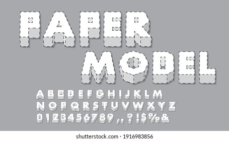 Origami font. Paper model type vector collection.