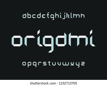 Origami font. Vector alphabet letters. Typeface design. 
