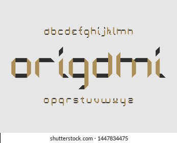 Origami font. Vector alphabet letters. Typeface design. Typography Graphic