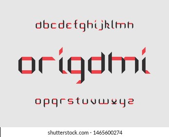 Origami font. Vector alphabet letters. Typeface design. Typography Graphic