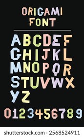 ORIGAMI FONT_A-Z and 0-9 in pastel color