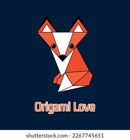 Origami fox Animal. Childish Craft. Vector illustration