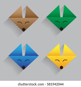 origami fox face vector with much color 