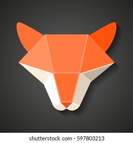 Origami fox head. abstract animal paper. geometric logo emblem for designers