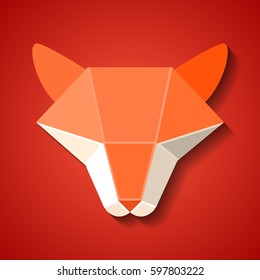 Origami fox head. abstract animal paper. geometric logo emblem for designers