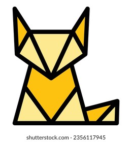 Origami fox icon outline vector. Animal geometric. Polygon art color flat