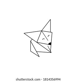 Origami Fox Icon in a Trendy minimalistic Linear Style. Folded Paper Animal Figures. Vector Illustration for creating Logos, patterns, tattoos, posters, prints on t-shirts