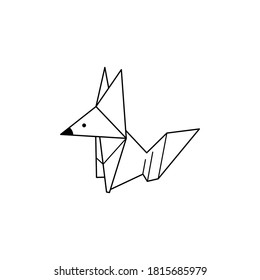 Origami Fox Icon in a Trendy minimalistic Linear Style. Folded Paper Animal Figures. Vector Illustration for creating Logos, patterns, tattoos, posters, prints on t-shirts