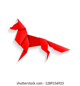 Origami fox on a white background. - Vector EPS10