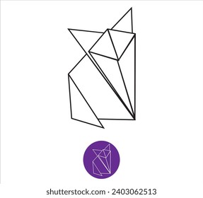 Origami fox. Fox paper origami vector.