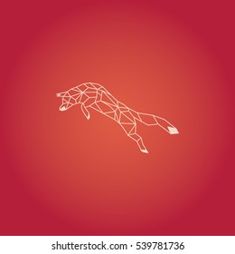 Origami fox vector design with orange gradient background