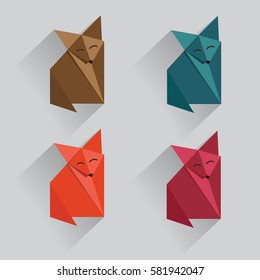 origami fox  vector with much color 