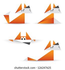 Origami foxes - vector illustration