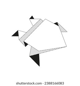 Origami frog Folded Paper Shapes. Graphic line icon Illustration 