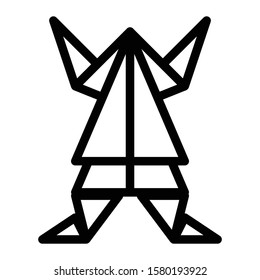 origami frog icon outline vector design