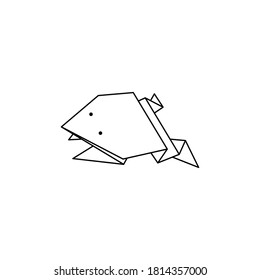 Origami Frog Icon in a Trendy minimalistic Linear Style. Folded Paper Animal Figures. Vector Illustration for creating Logos, patterns, tattoos, posters, prints on t-shirts