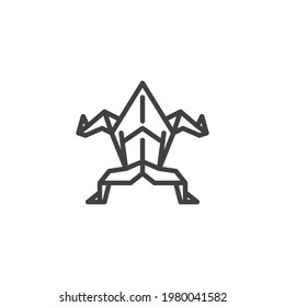 Origami frog line icon. linear style sign for mobile concept and web design. Paper frog outline vector icon. Symbol, logo illustration. Vector graphics