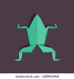 Origami Frog on dark background. Isolated vector