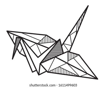 
origami geometric birds with stripes vector cutting