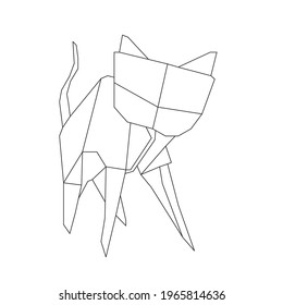 origami geometric cat: logo, icon, print