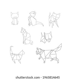 origami geometric cat: logo, icon, print