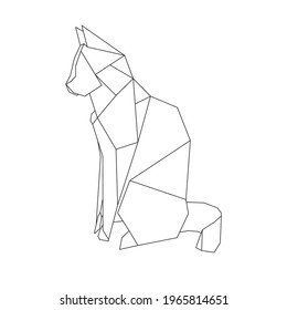 origami geometric cat: logo, icon, print