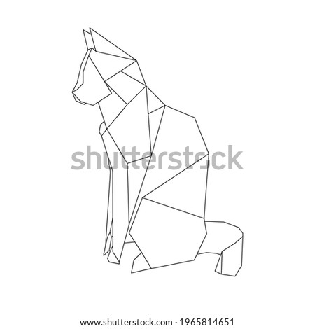 origami geometric cat: logo, icon, print