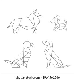 origami geometric dogs: logo, icon, print 