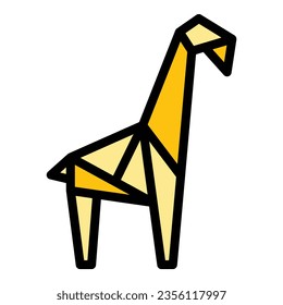 Origami giraffe icon outline vector. Geometric animal. Paper polygon color flat