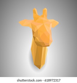 Origami Giraffe. Low poly vector illustration. Giraffe made of paper